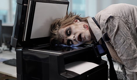 zombie falling asleep at work